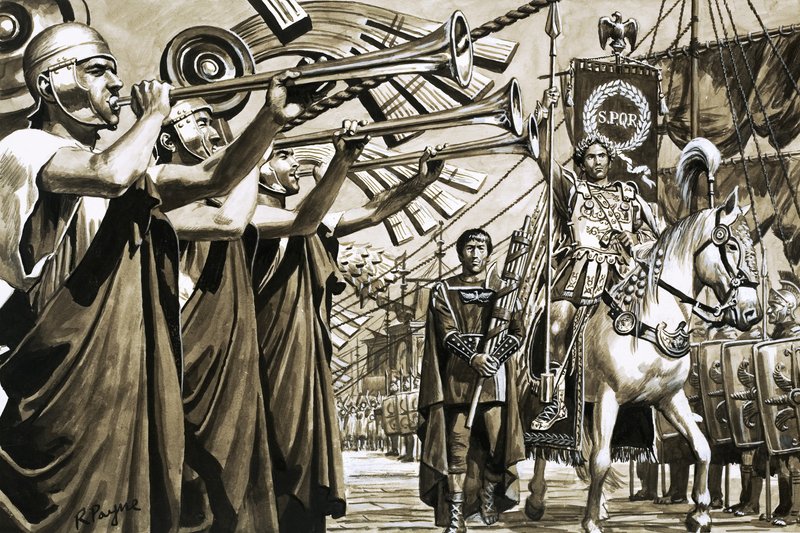 Caligula rider torrskodd över Neapelbukten av Roger Payne