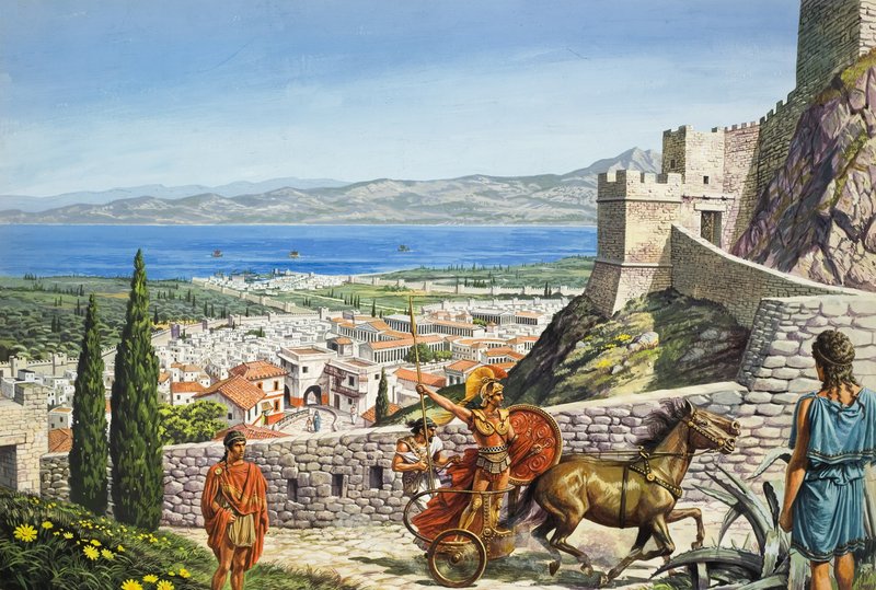 Corinth - Citadel at the Crossroads (gouache på papper) av Roger Payne