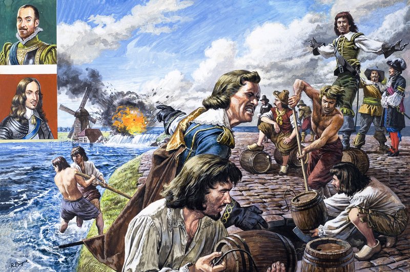 Holländaren som styrde Britannien, från "Dynaties of Destiny" (gouache på papper) av Roger Payne