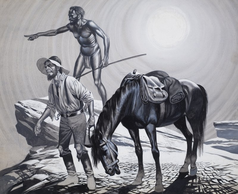 Edward Eyre (1815-1901) (gouache på papper) av Ron Embleton