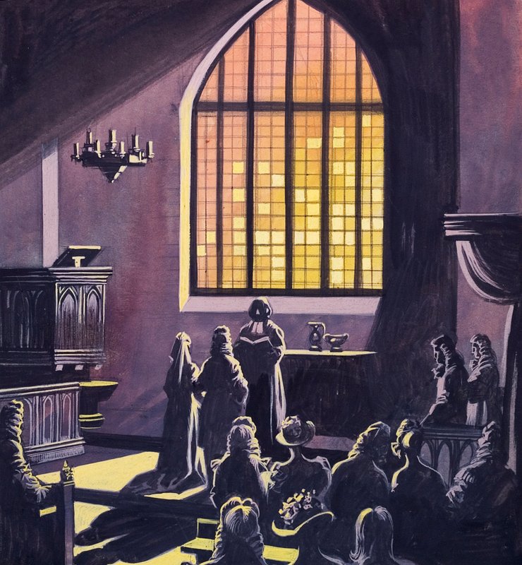 Bröllop på 1700-talet (gouache på papper) av Ron Embleton