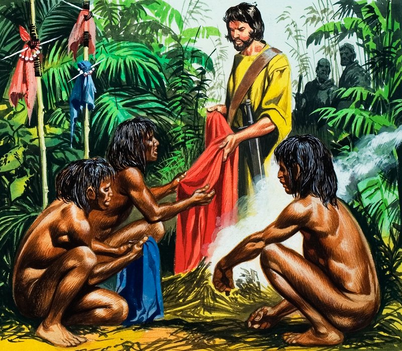 Marco Polo, kannibalernas hot, 1900-talet (gouache på papper)) av Ron Embleton
