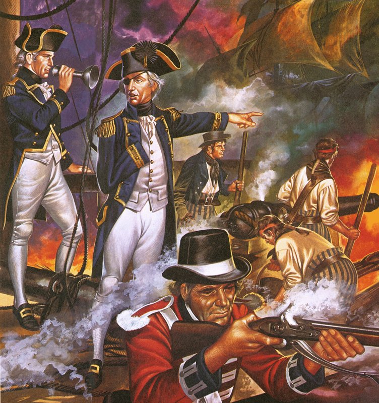 Nelson i slaget vid Trafalgar av Ron Embleton