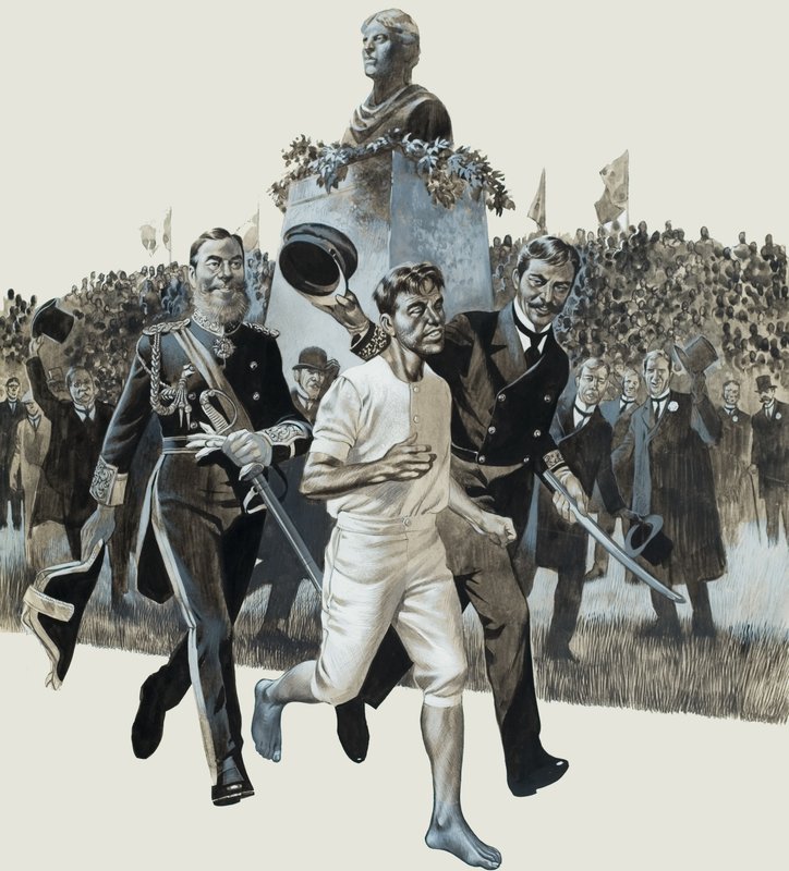 Spiridon Louis (gouache på papper) av Ron Embleton