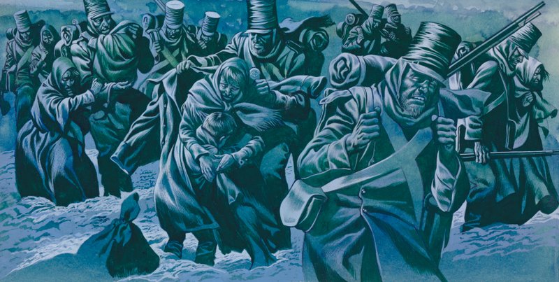The Retreat to Corunna (gouache på papper) av Ron Embleton