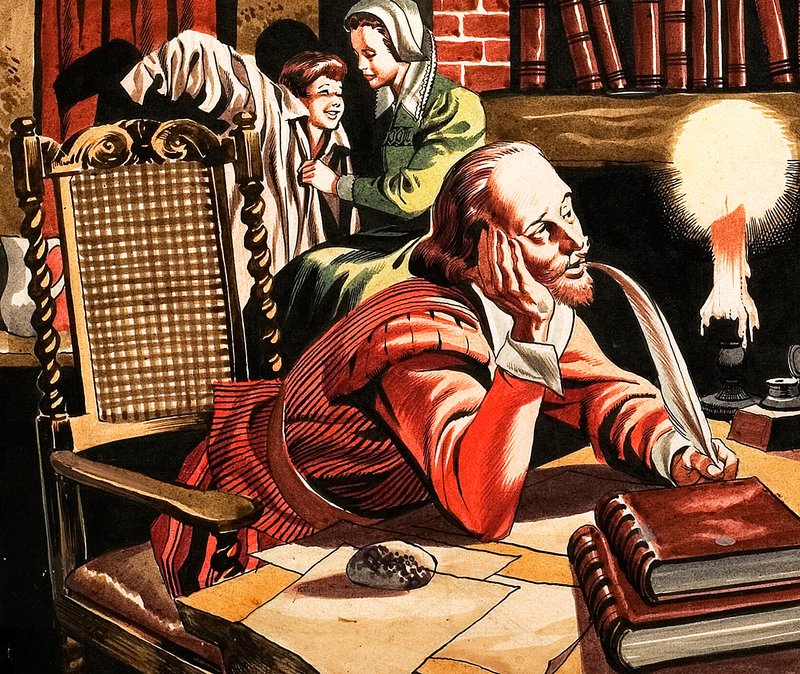 William Shakespeare skriver hemma av Ron Embleton