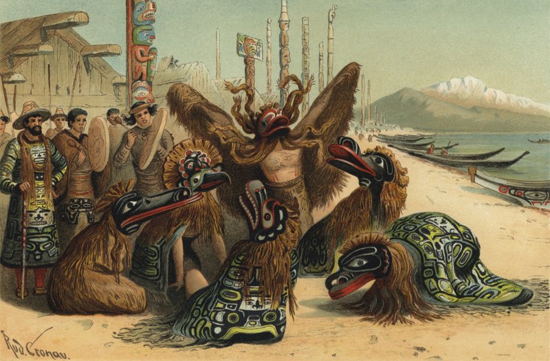 Maskdans av Nuxalk-folket i British Columbia av Rudolf Cronau