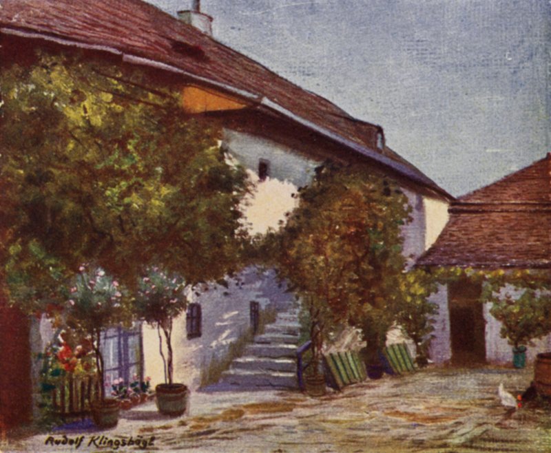 Hus i Heiligenstadt där Beethoven bodde (färg litho) av Rudolf Klingsbogl