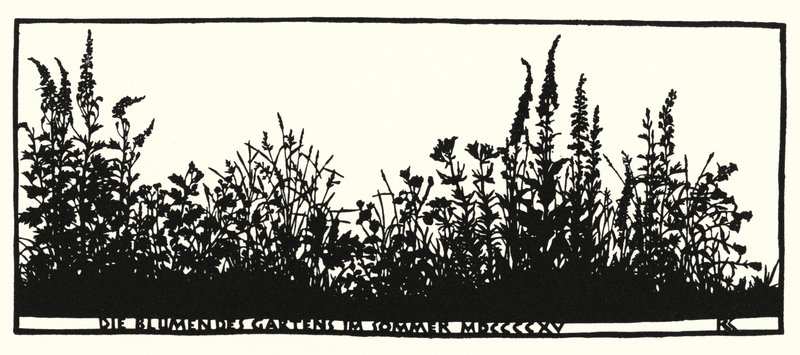 Sida från Hushållsliv, silhuetter av Rudolf Koch (litho) av Rudolf Koch