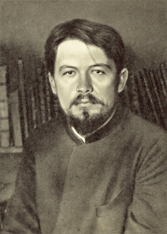 Anton Tjechov på sin egendom Melikhovo, Ryssland, i slutet av mars 1892 av Russian Photographer