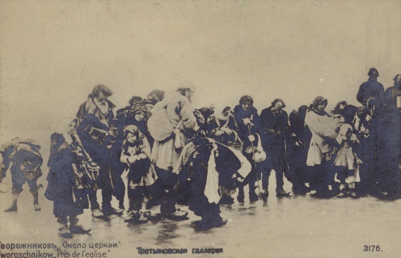 Nära kyrkan, 1889 av Russian School