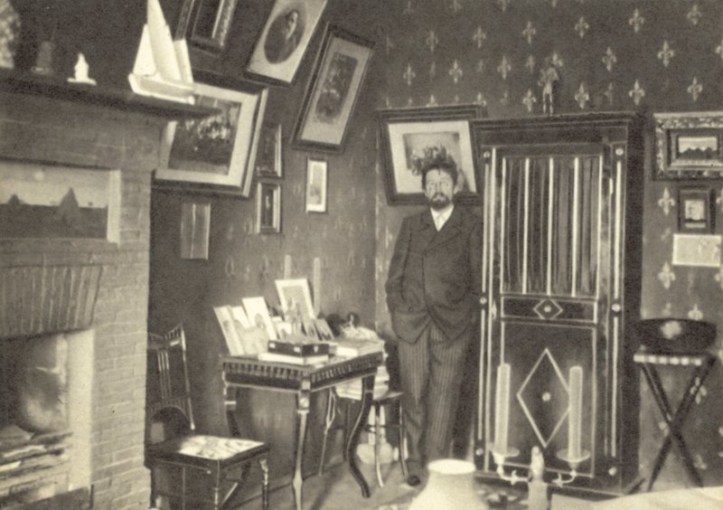 Anton Tjechov i sin studie i Jalta, Krim av Russian Photographer