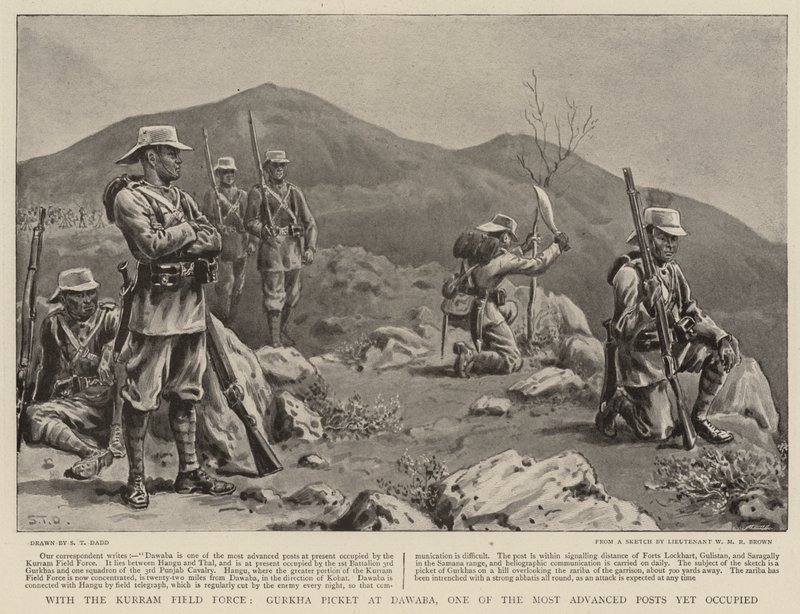 Med Kurram Field Force, Gurkha Picket i Dawaba, en av de mest avancerade inläggen som hittills varit ockuperade av S.T. Dadd