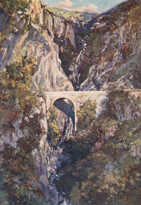 Getens språng, Le Vigan (färglitografi) av Sabine Baring Gould