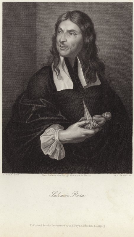 Porträtt av Salvator Rosa (gravyr) av Salvator (after) Rosa