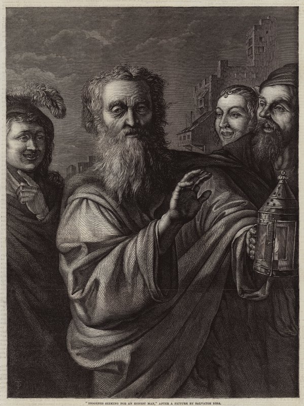Diogenes söker en ärlig man av Salvator Rosa