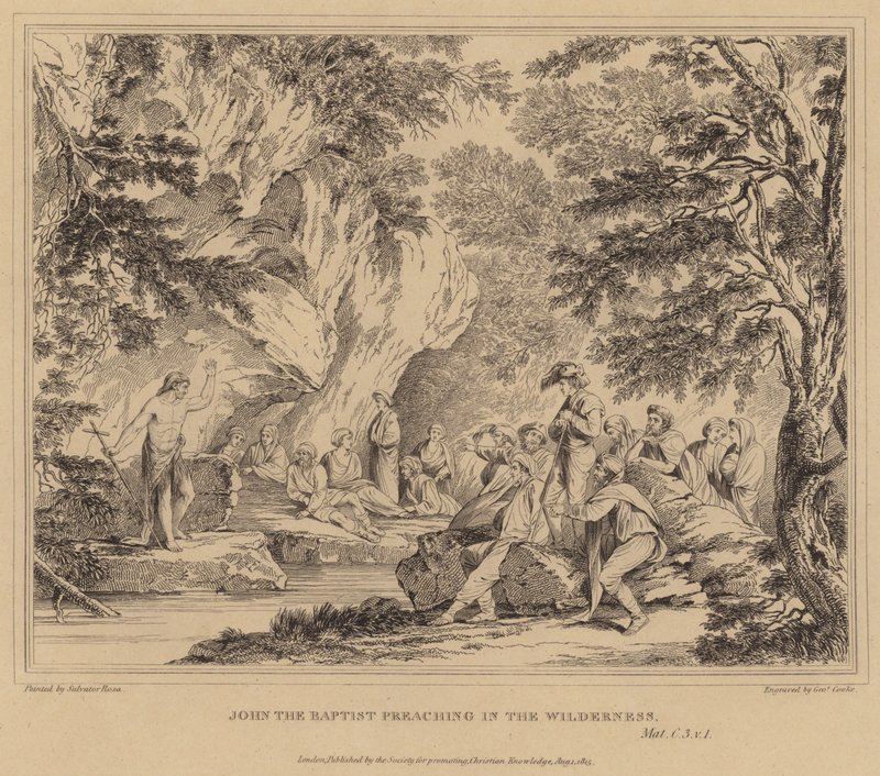 Johannes Döparen predikar i öknen, Matteus av Salvator Rosa
