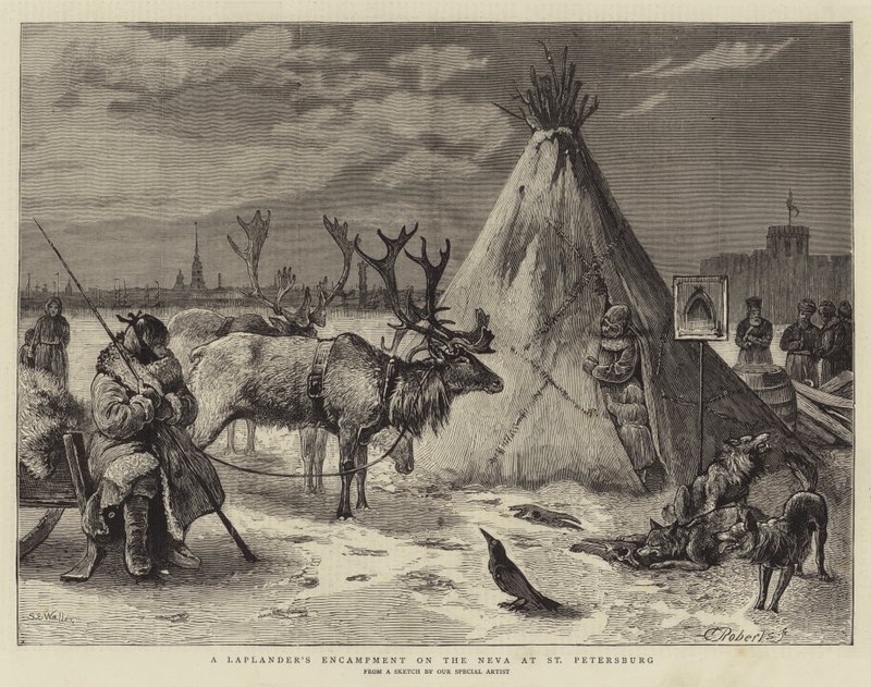 Ett lappländskt läger vid Neva vid St Petersburg av Samuel Edmund Waller