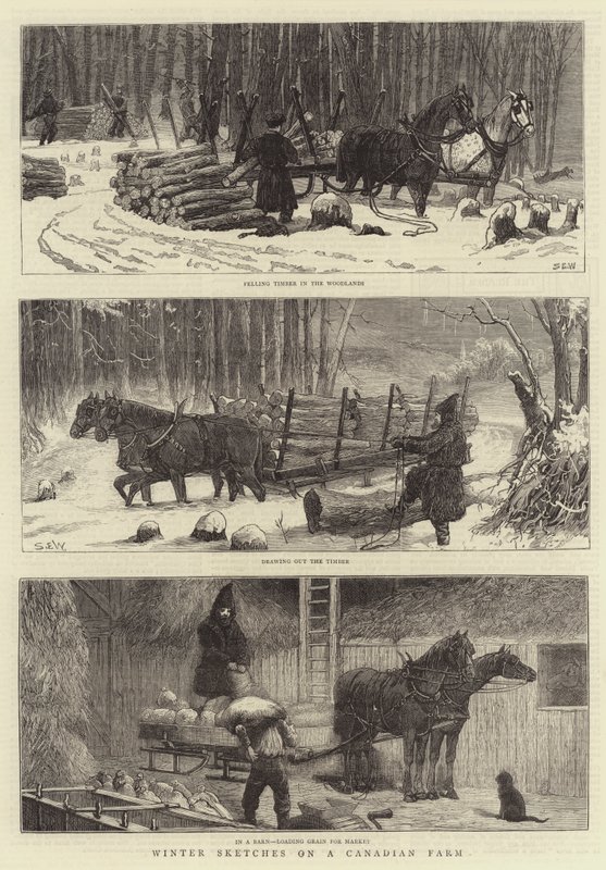 Vinterskisser på en kanadensisk gård av Samuel Edmund Waller