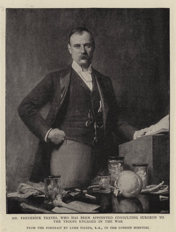 Mr Frederick Treves, som har utnämnts till konsulterande kirurg för trupperna som är engagerade i kriget av Samuel Luke Fildes