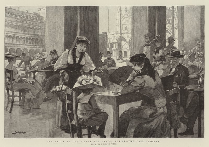Eftermiddag på Piazza San Marco, Venedig, Café Florian av Samuel Melton Fisher