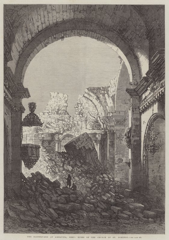 Jordbävningen i Arequipa, Peru, ruinerna av kyrkan St Domingo av Samuel Read