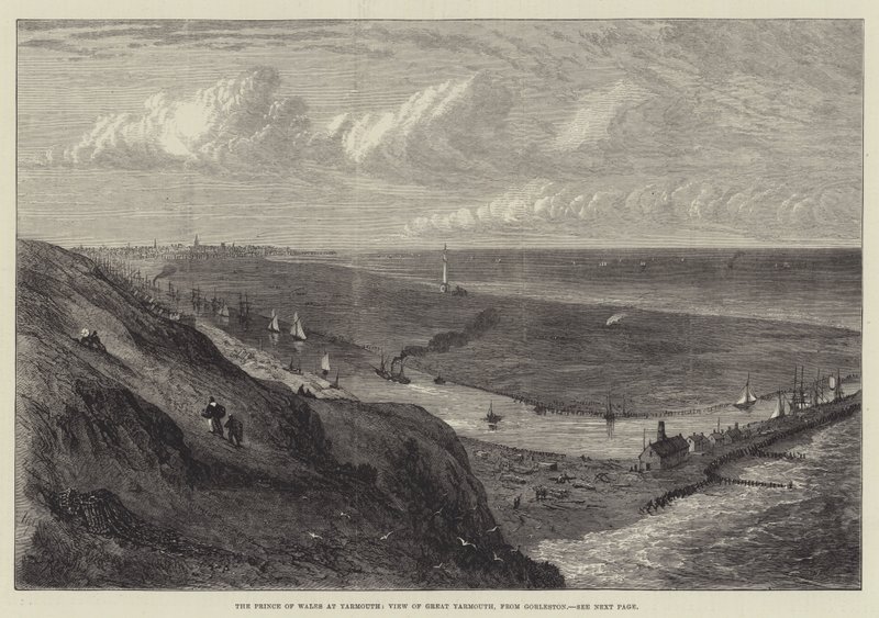 Prinsen av Wales i Yarmouth, View of Great Yarmouth, från Gorleston av Samuel Read