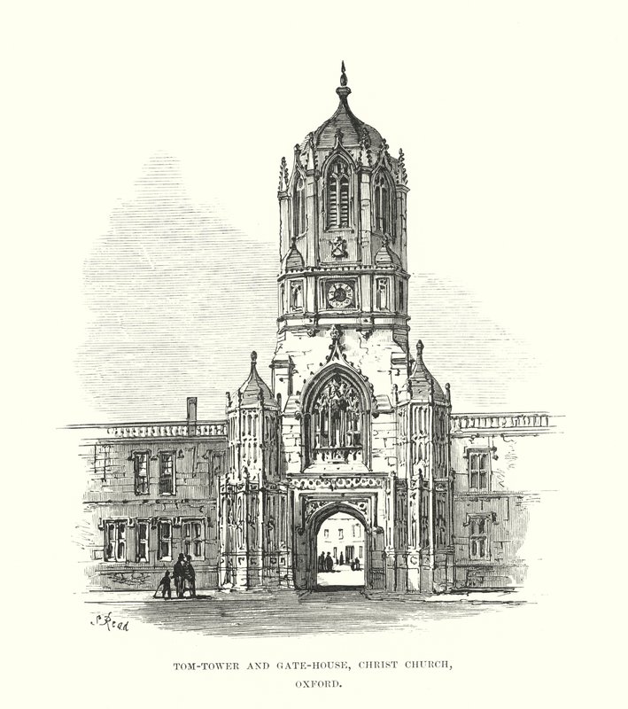 Tom-Tower och Gate-House, Christ Church, Oxford av Samuel Read