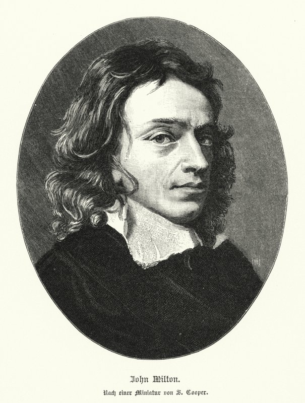 John Milton, engelsk poet (litho) av Samuel (after) Cooper