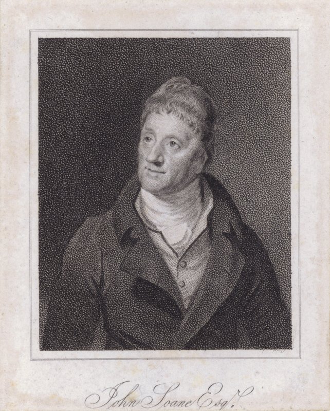 Sir John Soane, engelsk arkitekt och samlare (gravyr) av Samuel (after) Drummond
