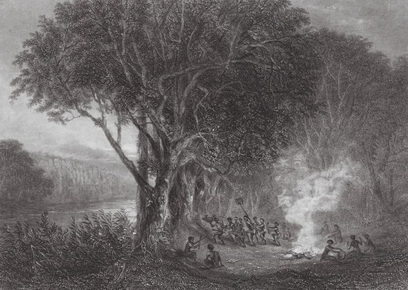 Australien: Carrobboree på Murrayflodens stränder (gravyr) av Samuel (after) Prout