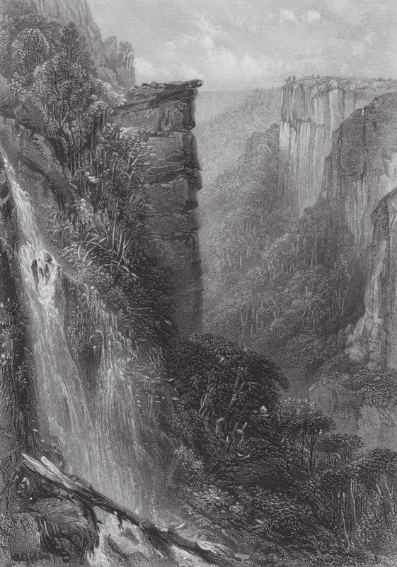 Australien: Väderbrädans fall (gravyr) av Samuel (after) Prout
