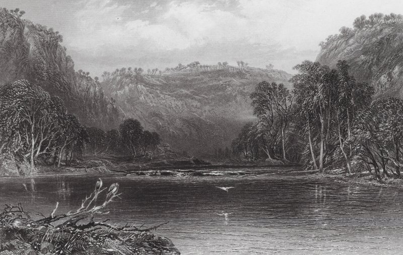 Australien: Vid floden Cow Pasture (gravyr) av Samuel (after) Prout