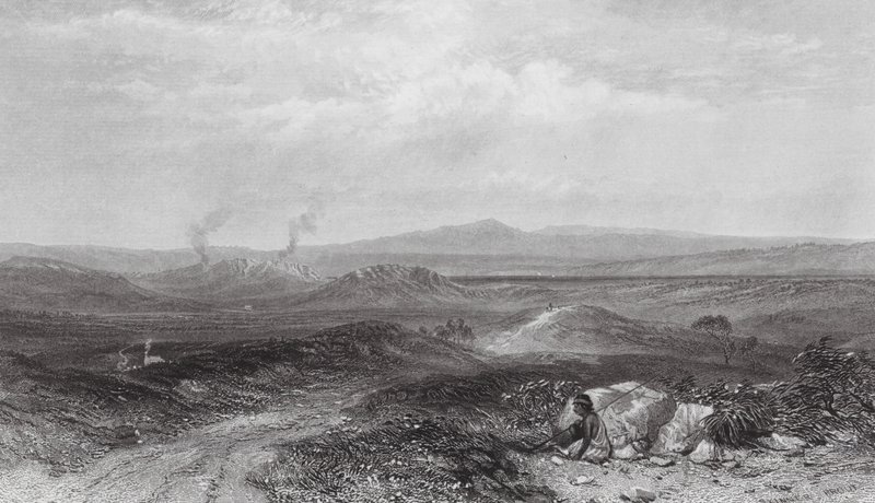 Australien: Utsikt nära Botany Bay (gravyr) av Samuel (after) Prout