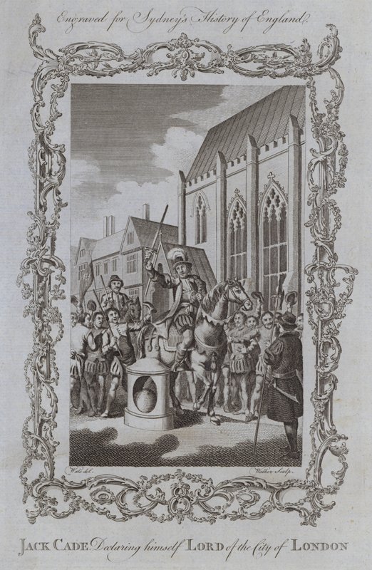 Jack Cade förklarar sig själv Lord of the City of London (gravyr) av Samuel (after) Wale