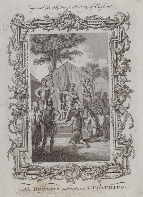 Britterna underkastar sig Claudius (gravyr) av Samuel (after) Wale