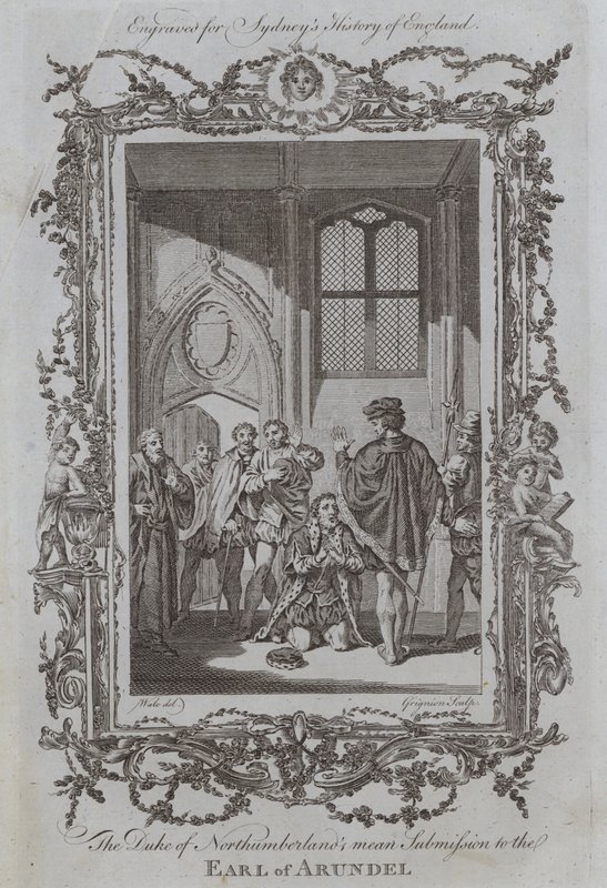 Hertigen av Northumberlands elaka underkastelse till jarlen av Arundel (gravyr) av Samuel (after) Wale