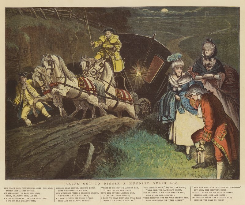 Gå ut på middag för hundra år sedan (chromolitho) av Samuel Edmund Waller