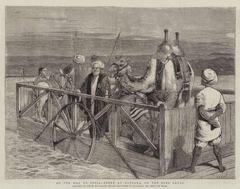 På väg till Indien, färja vid Kantara, på Suezkanalen av Samuel Edmund Waller