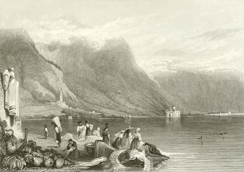 Slottet Chillon, Genèvesjön, Schweiz av Samuel Prout