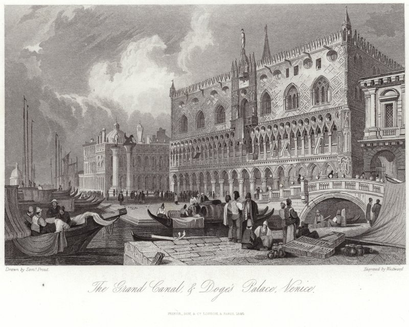 Canal Grande och Dogepalatset av Samuel Prout