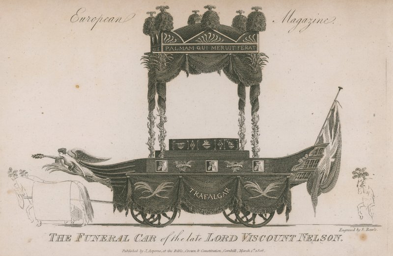 Den bortgångne Lord Viscount Nelsons begravningsbil av Samuel Rawle