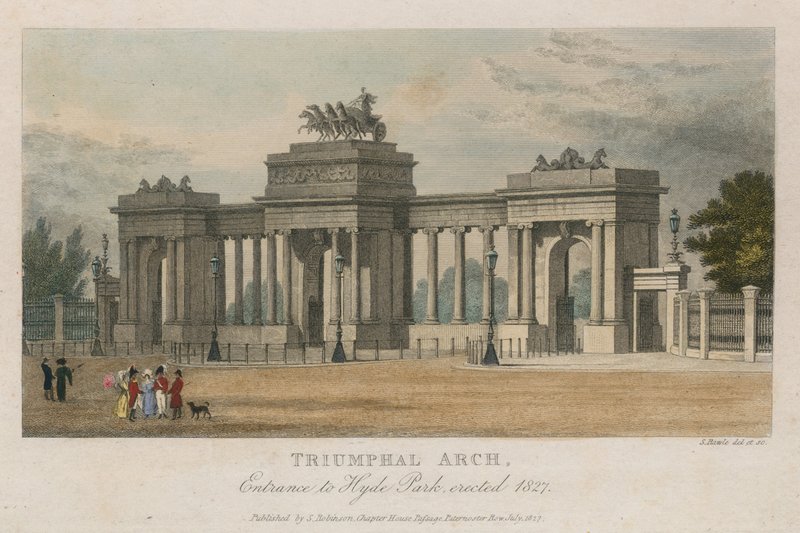 Triumfbåge, ingången till Hyde Park Corner, London, uppförd 1827 av Samuel Rawle