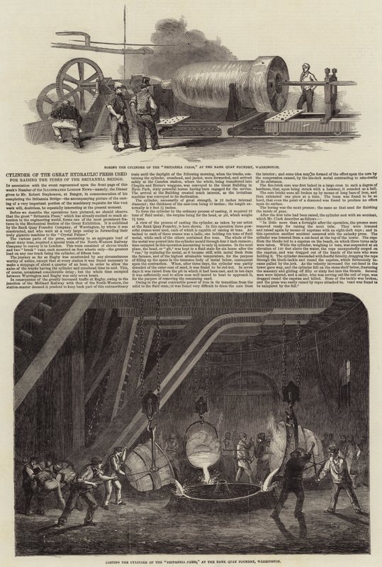 Cylinder av Great Hydraulic Press som används för att höja rören på Britannia Bridge av Samuel Read