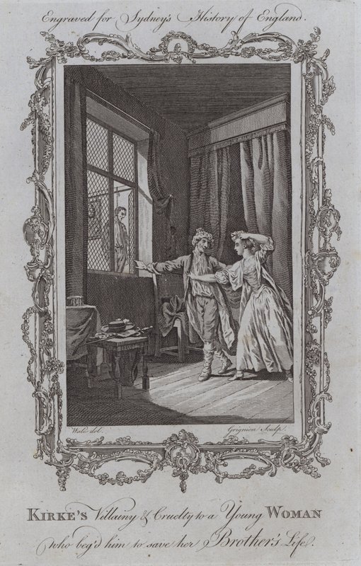 Kirkes skurk och grymhet mot en ung kvinna som bad honom att rädda hennes brors liv av Samuel Wale