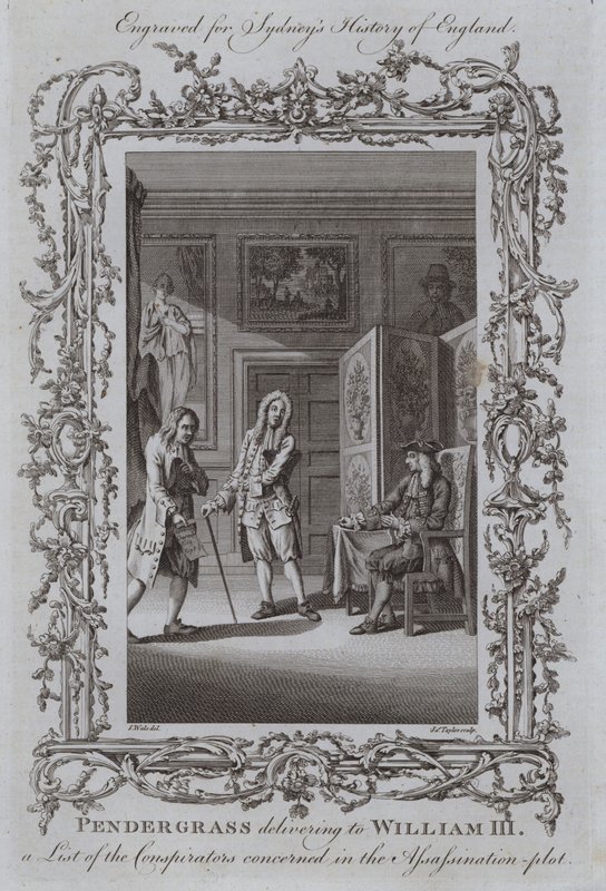 Pendergrass levererar till William III en lista över de konspiratörer som är berörda i mordplanen av Samuel Wale
