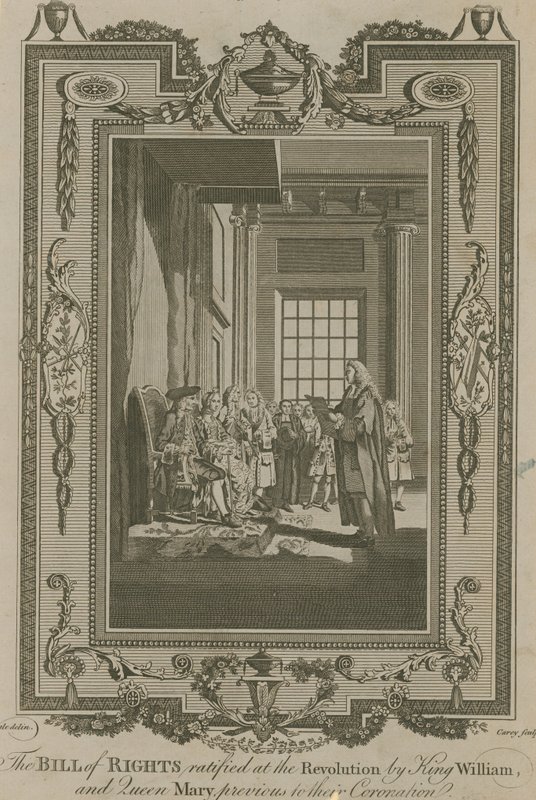 Bill of Rights ratificerade vid revolutionen av kung William och drottning Mary av Samuel Wale