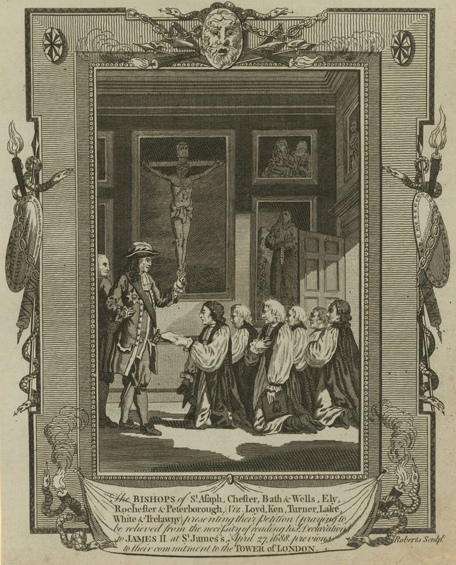 De sju biskoparna presenterade sin petition till kung James II på St James