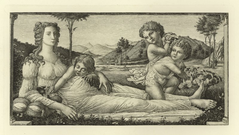 Venus liggande med Amor av Sandro Botticelli