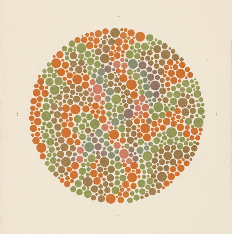 Ishihara färgtest för att upptäcka färgblindhet. (färglitografi) av School Japanese